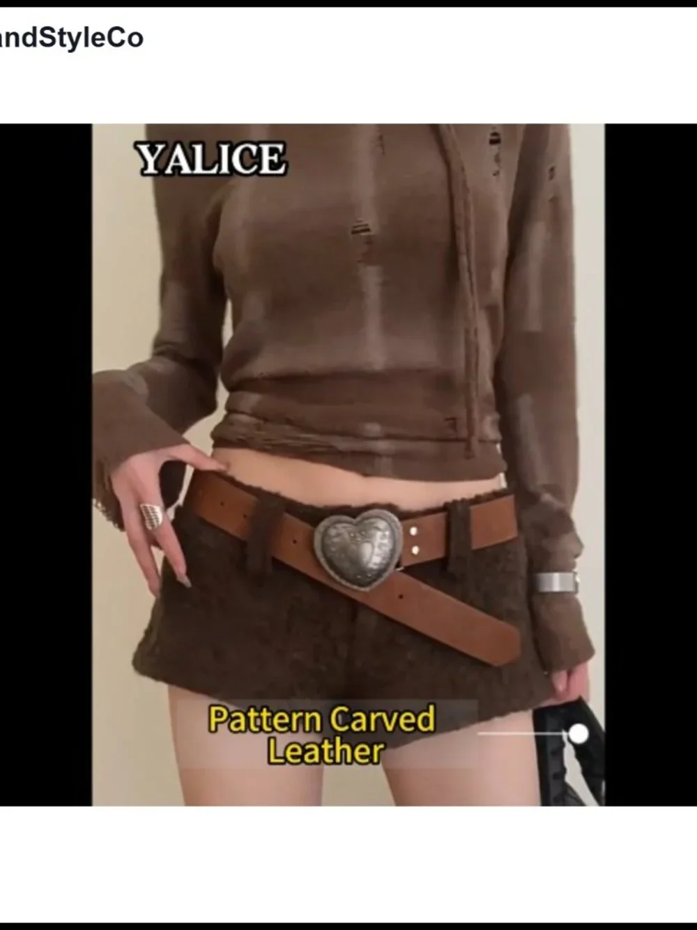 Faux Leather Western Waist Belt with Heart Buckle for Jeans Y2K Punk